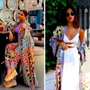 Zara Printed Satin Kimono Size Small